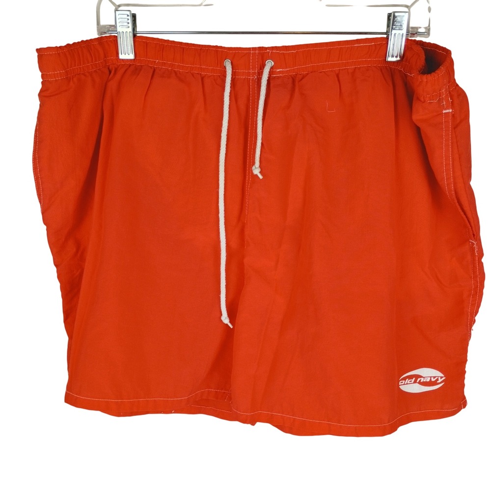 Old Navy Mens XXL Swim Trunks Orange Drawstring Mesh Lined Board Shorts Retro